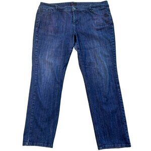 TORRID Stretch‎ Straight Leg Blue Jeans Denim w Barbie Pink Tone Size 22